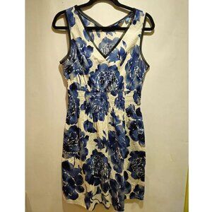 Simply Vera Wang White / Blue Floral Summer Dress Women's Medium